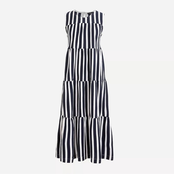 J.Crew Women's Tiered Tank Midi Dress in Navy Stripe Size S - Picture 11 of 11